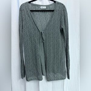 Hollister Sage Green Knit Tie-Front Y2K Cardigan
